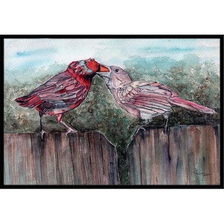 Carolines Treasures Red Bird Feeding Indoor or Outdoor Mat- 24 x 36 in. 8981JMAT